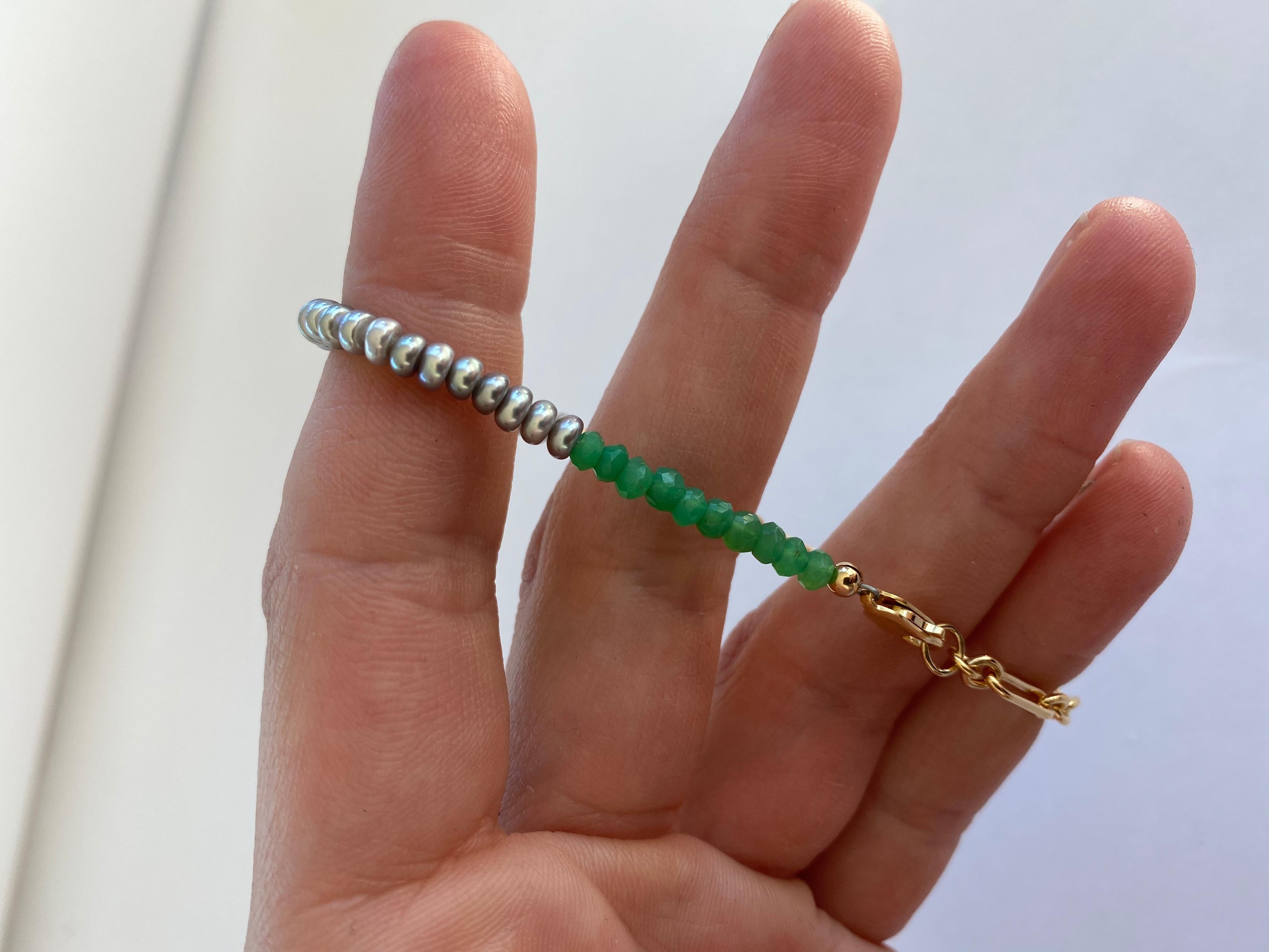 Women's Pearl Bracelet Chain Chrysoprase For Sale