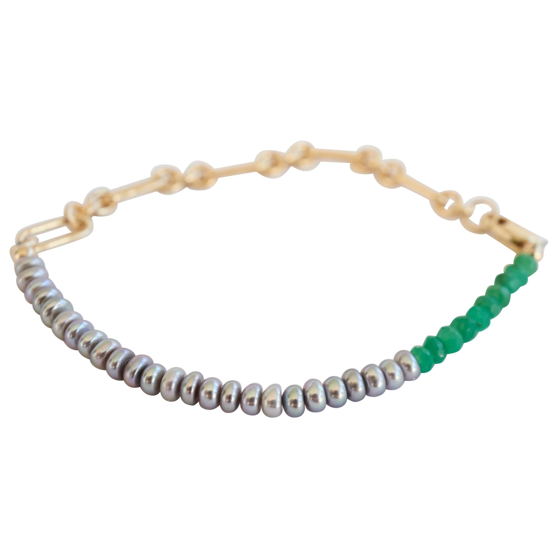 Pearl Bracelet Chain Chrysoprase For Sale