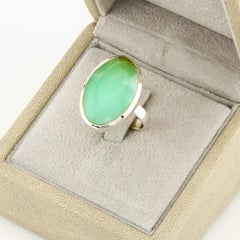 Green chrysoprase silver ring