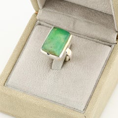 Green chrysoprase silver ring