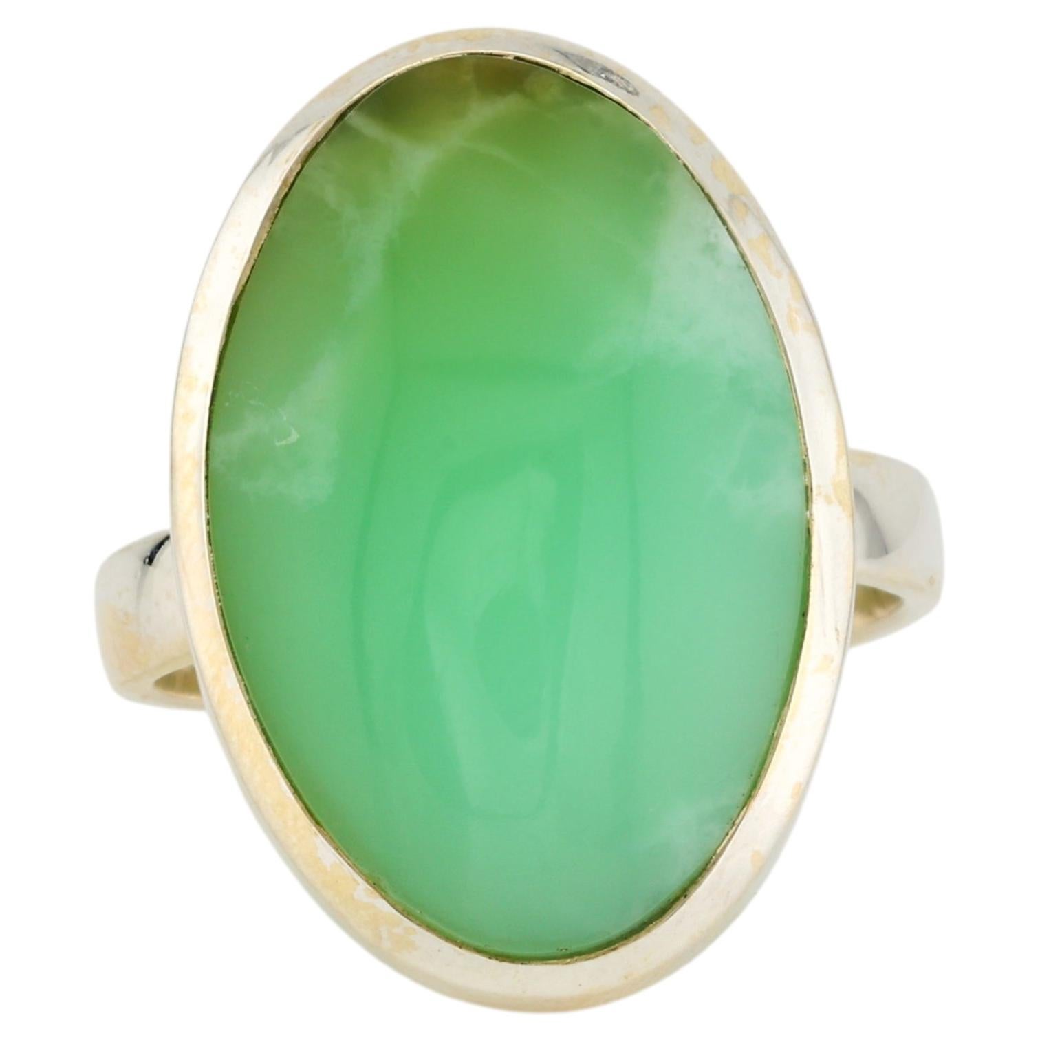Green chrysoprase silver ring
