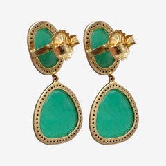 Green Chrysoprase with Pave Diamonds Paradizia Earrings