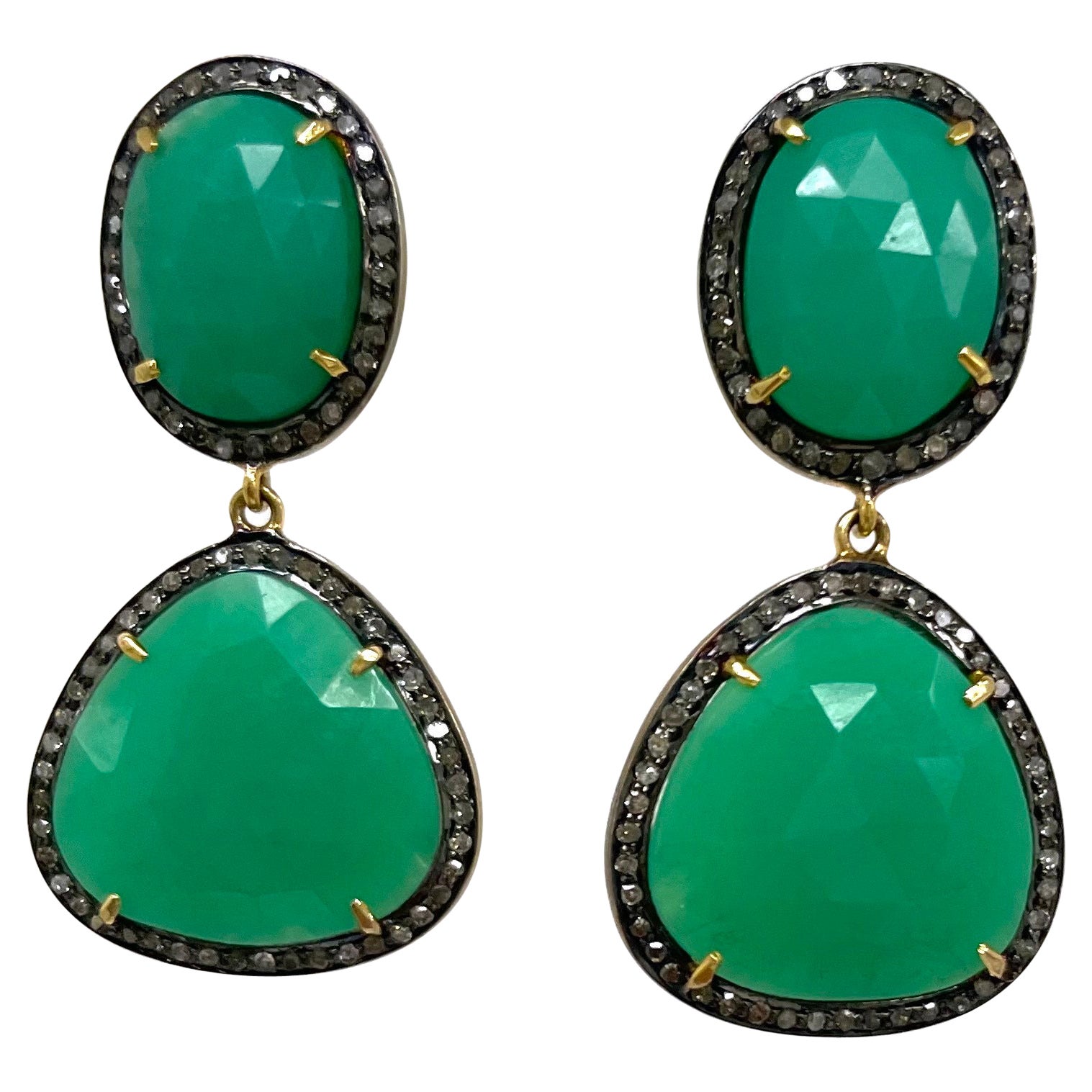 Pendientes Paradizia de Crisoprasa Verde con Diamantes Engastados