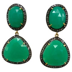 Boucles d'oreilles Paradizia en chrysoprase vert et diamants pavés