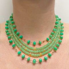 Green Chrysoprase with Yellow Opal Multi Strand Necklace