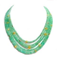 Green Chrysoprase with Yellow Opals Multi Strand Paradizia Necklace