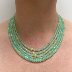 Green Chrysoprase with Yellow Opals Multi Strand Paradizia Necklace