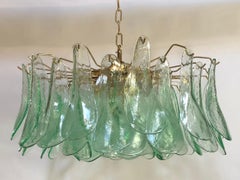 Green & Clear Glass Chandelier by Alfredo Barbini