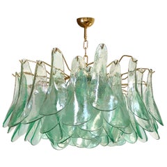 Green & Clear Glass Chandelier by Alfredo Barbini