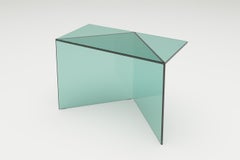 Green Clear Glass Poly Square Coffe Table by Sebastian Scherer