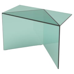 Table basse carrée en verre transparent vert Poly de Sebastian Scherer