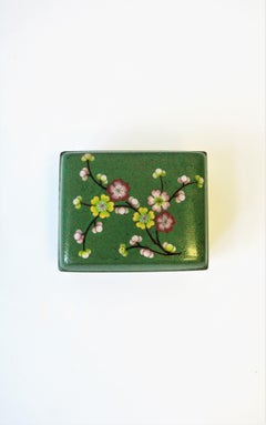 Green Cloisonné Enamel and Brass Jewelry Box
