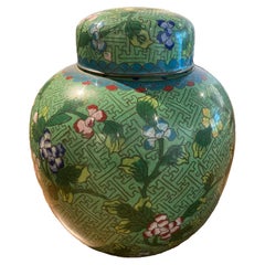 Vintage Green Cloisonné Jar