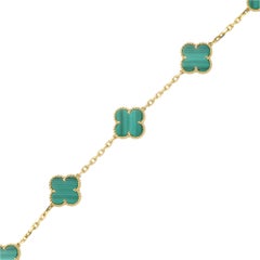 Grünes Kleeblatt Armband 18k Massiv Gold aus Vorbesitz wie neu Zustand Malachit