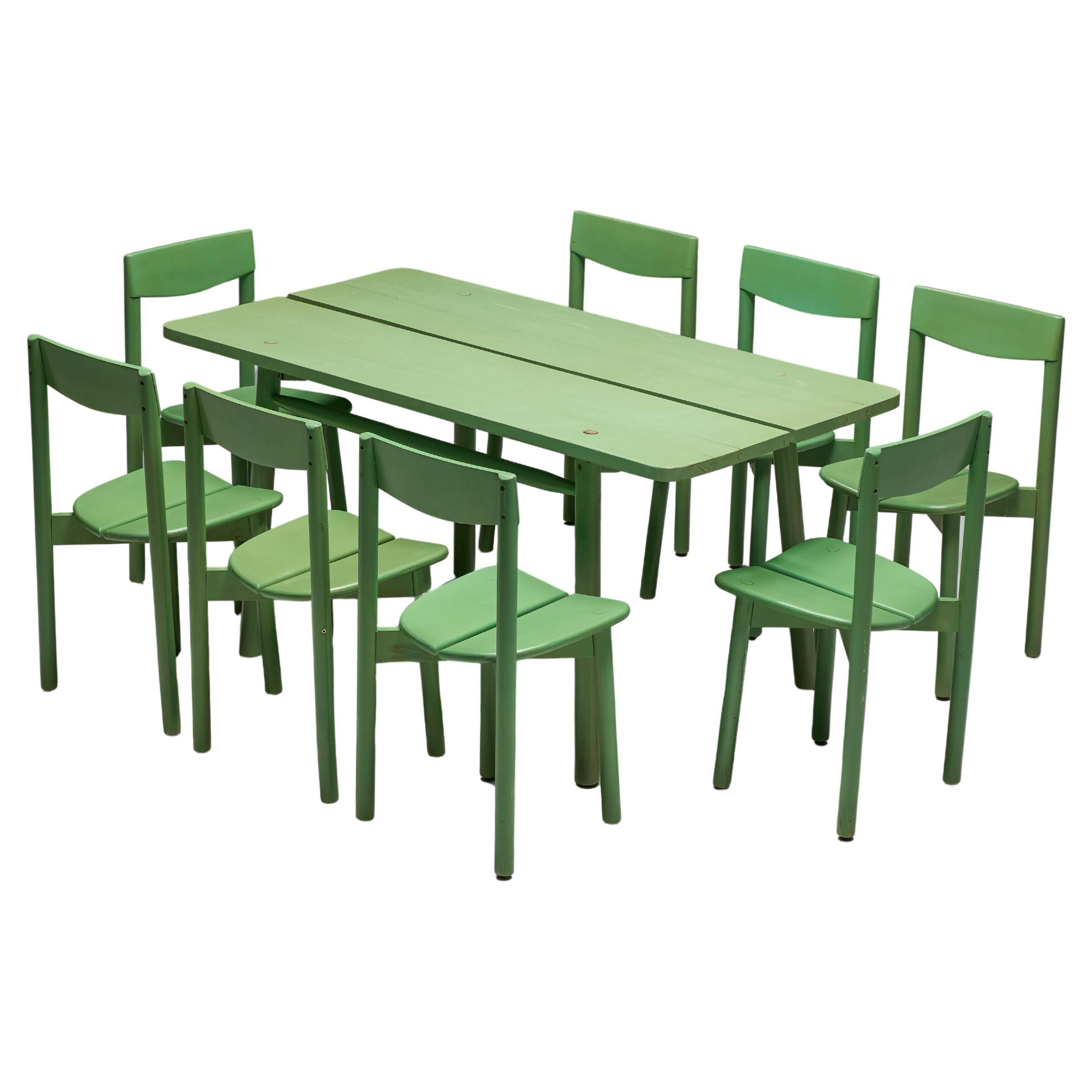 Green "Coffee Bean" Dining Set by Pierre Gautier Delaye, France, 1965 For Sale