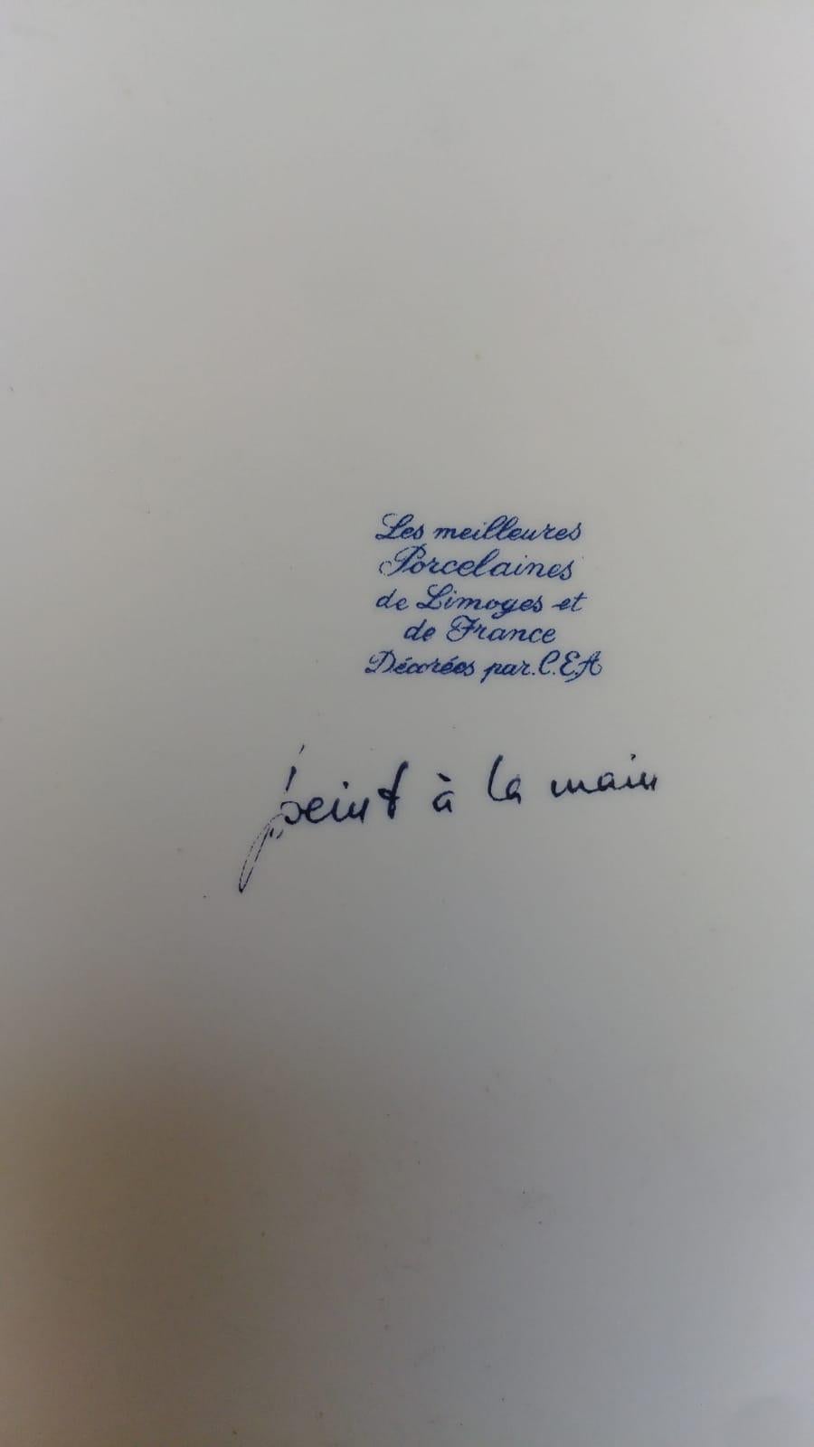 Servizio da caffè verde per sei persone, porcellana Limoges finemente decorata, XX secolo in vendita 5