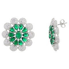 Orecchini con fiore di zircone di colore verde in argento 925 Gioielli di moda per la mamma