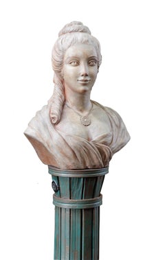 Green Column in Forged Iron with Half-Bust