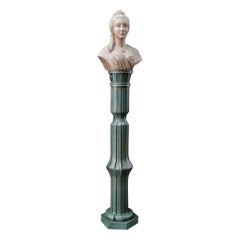Green Column in Forged Iron with Half-Bust