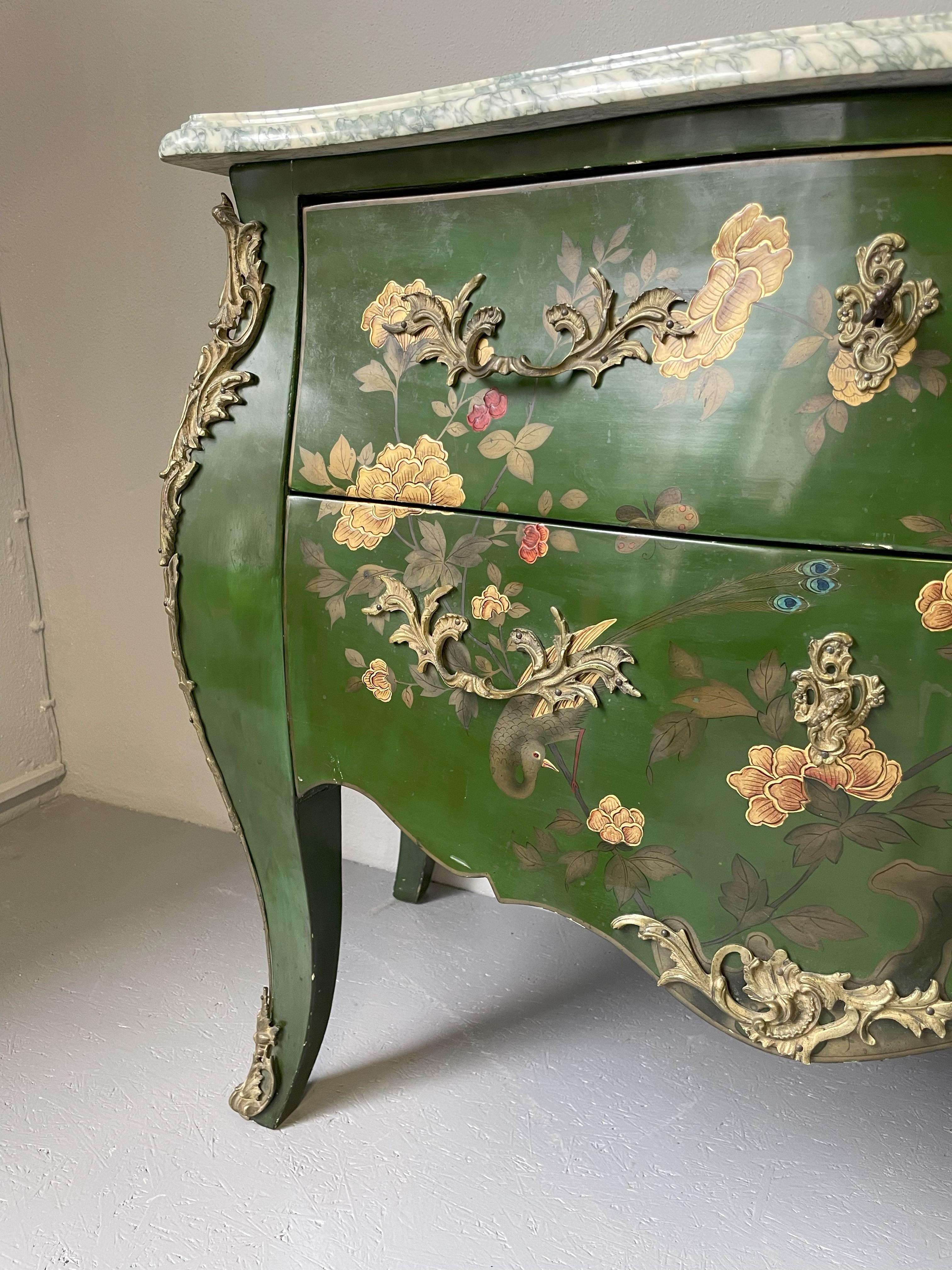 Marble Green Commode with White top For Sale