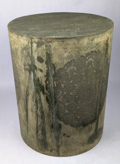 Green Concrete Side Table with Intricate Pattern, 'Unearthed Lineage'