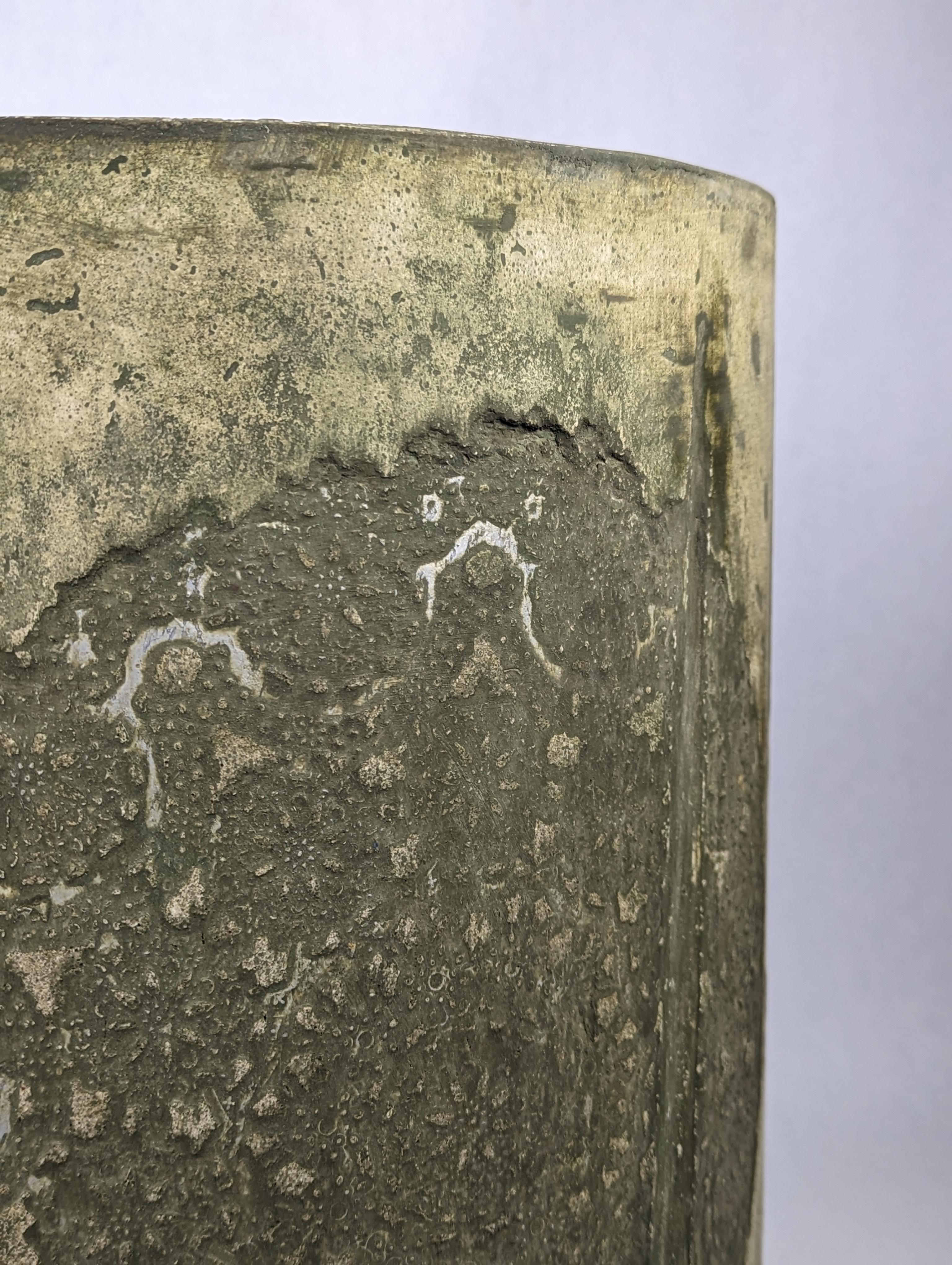 American Green Concrete Side Table with Intricate Pattern, 'Unearthed Lineage' For Sale
