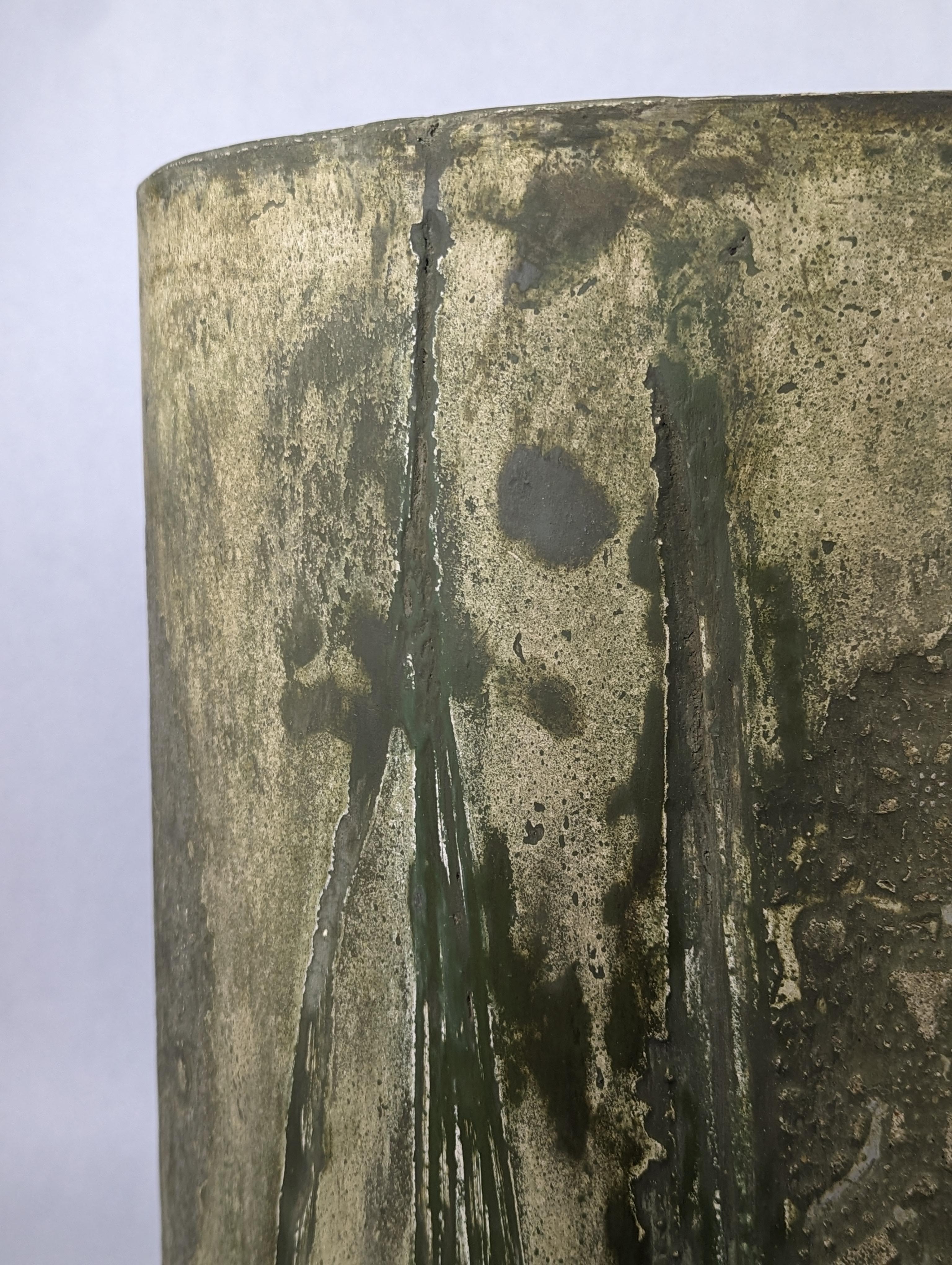 Cast Green Concrete Side Table with Intricate Pattern, 'Unearthed Lineage' For Sale