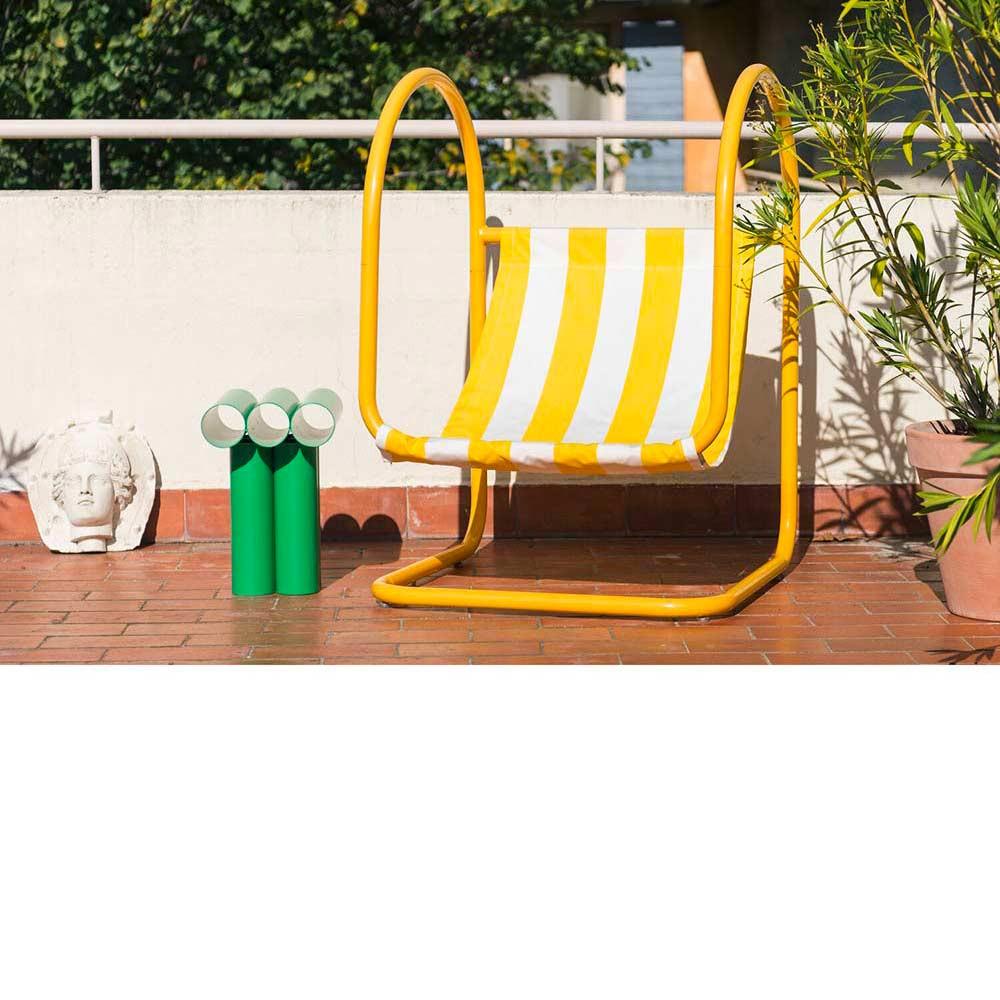 Green contemporary aluminium lacquered stool model ''SEPTEM'' by Axel Chay - Marseille France.