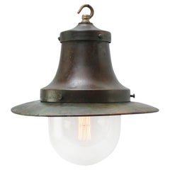 Retro Green Copper Clear Glass Pendant Light