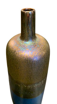 Green, Copper, Metallic Color Iridescent Ceramic Tall Vase, China, Contemporary