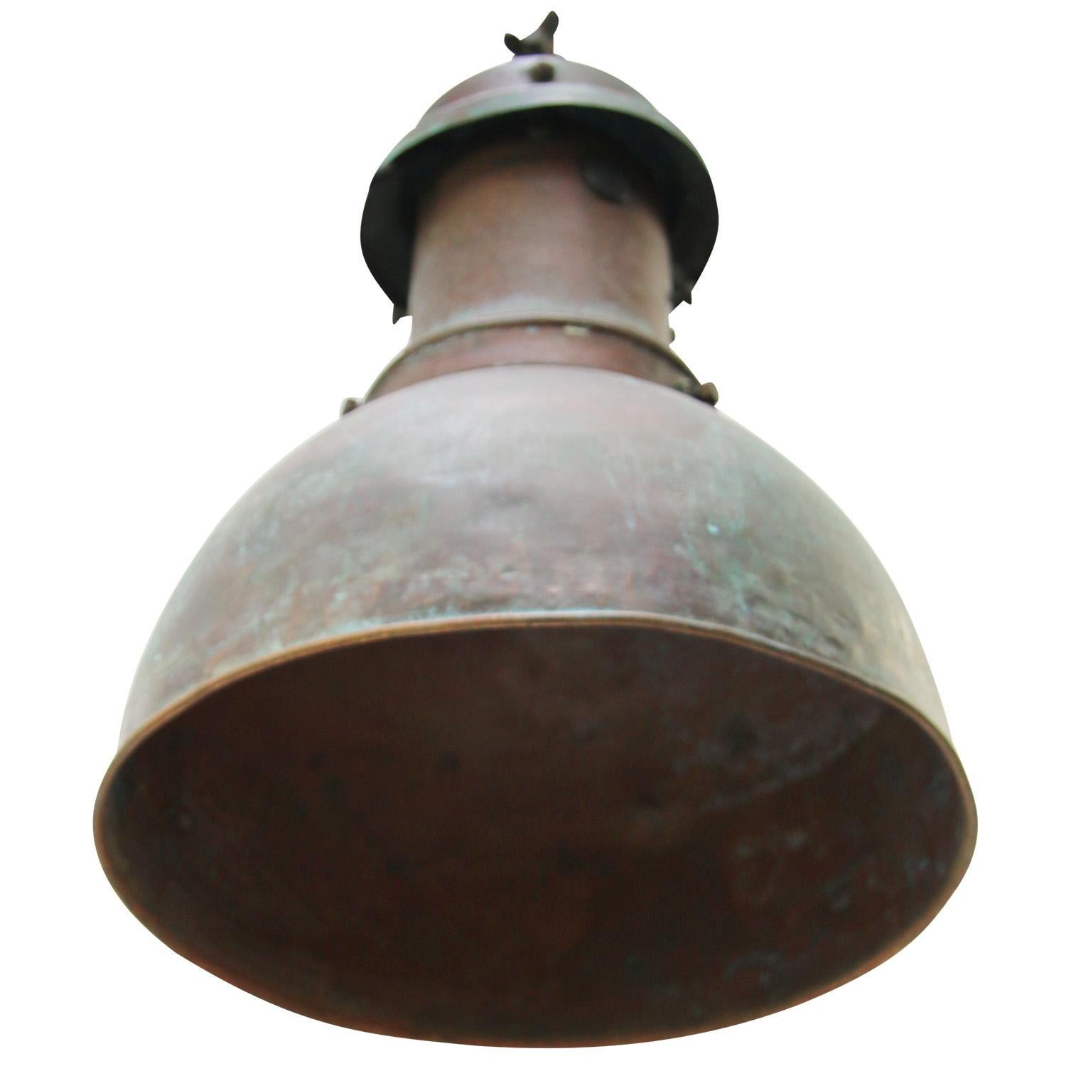 Industriel Lampe à suspension industrielle vintage en cuivre vert en vente