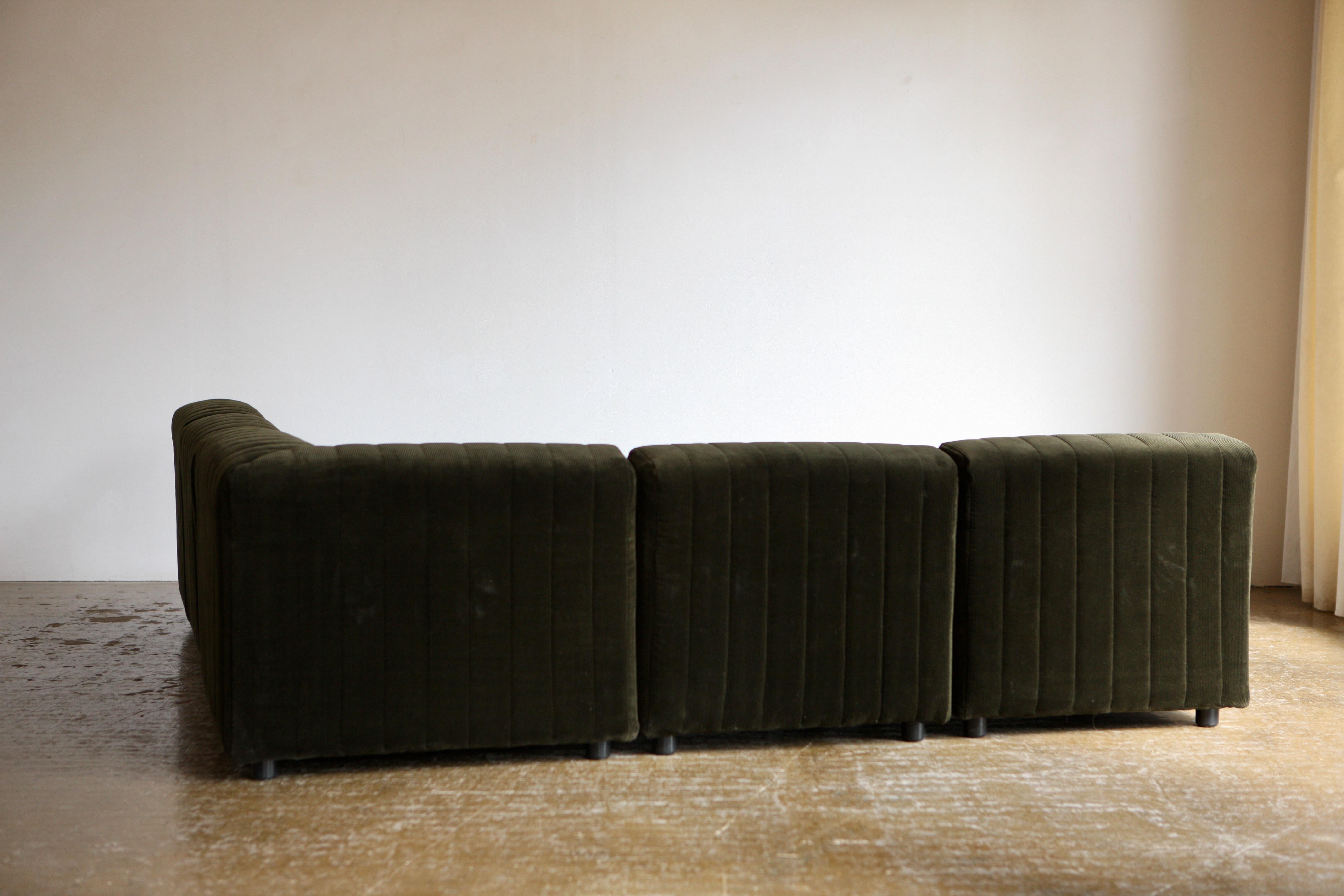 Green Corduroy Modular Corner Sofa For Sale 1