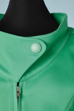 Green cotton jacket wit zip in the middle front and snaps Thierry Mugler