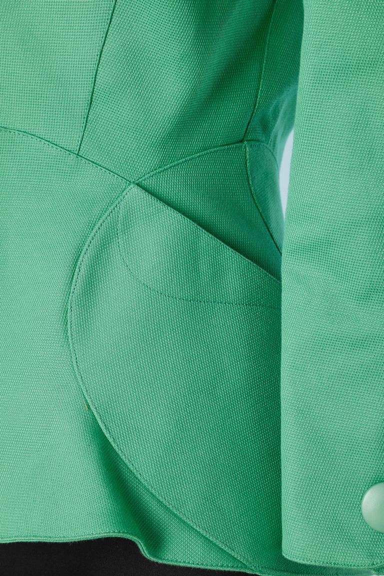 Green cotton jacket wit zip in the middle front and snaps Thierry Mugler  In Excellent Condition For Sale In Saint-Ouen-Sur-Seine, FR