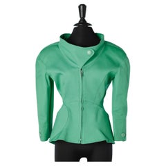 Vintage Green cotton jacket wit zip in the middle front and snaps Thierry Mugler 