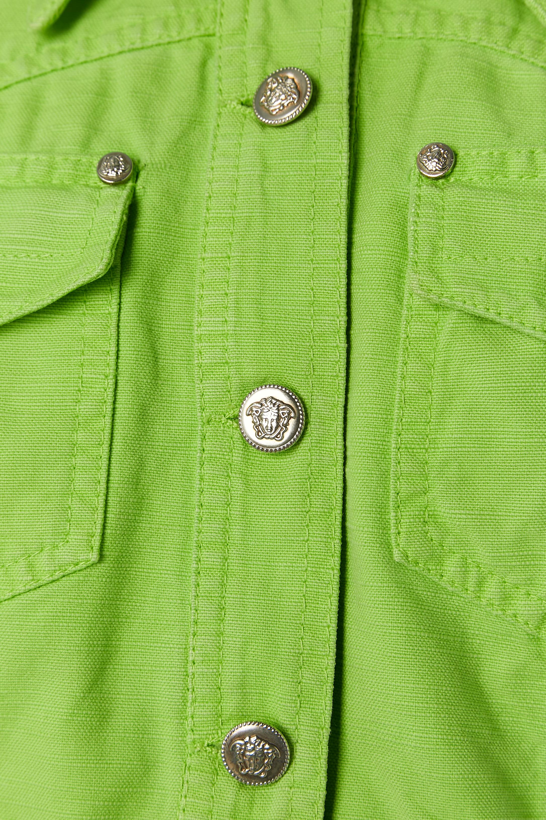 Women's or Men's Green cotton jacket with branded buttons Versace Jeans Couture For Sale