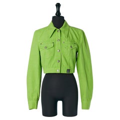 Grüne Baumwolljacke aus Baumwolle mit Markenknöpfen von Versace Jeans Couture