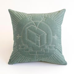 Green Cotton Matelasse Television Pillow by Paulo Kobylka