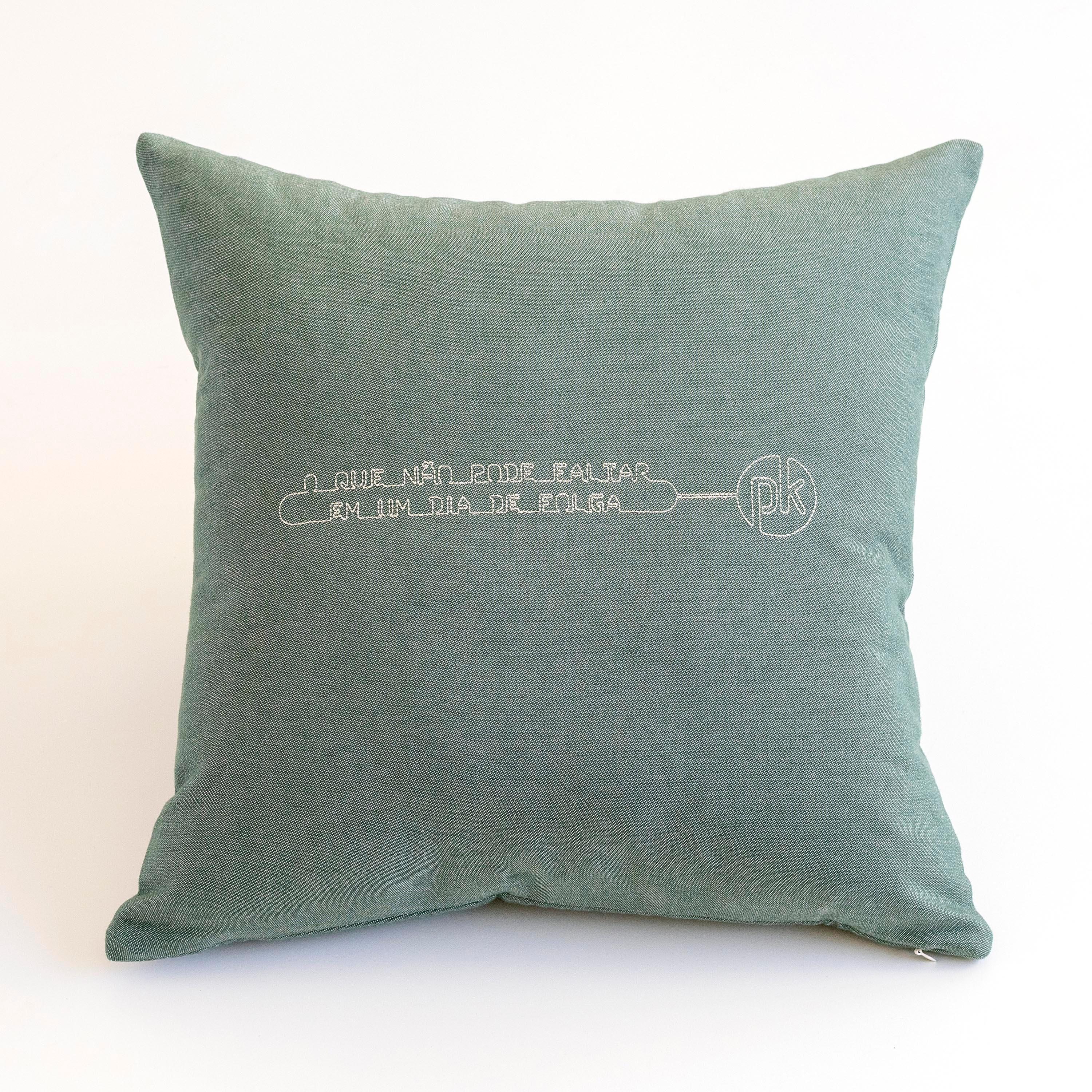 Modern Green Cotton Matelasse Television Pillow by Paulo Kobylka For Sale