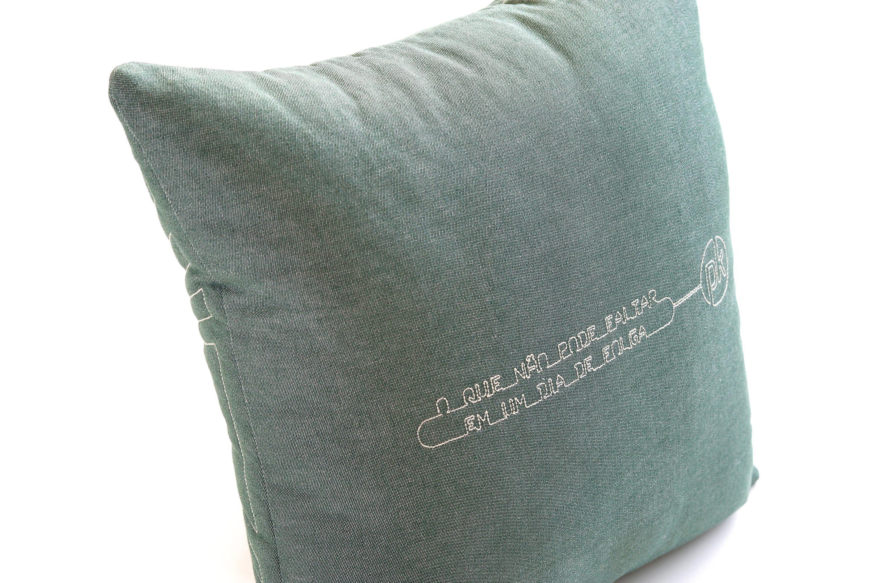 Green Cotton Matelasse Television Pillow by Paulo Kobylka For Sale 1
