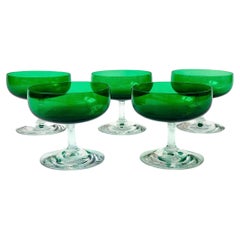 Vintage Green Coupe Glasses - Set of 5
