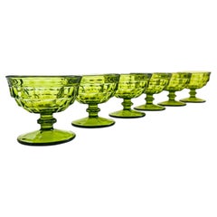 Grüne Coupé-Cocktailgläser von Indiana Glass, Mid-Century – 6er-Set, 1970er Jahre