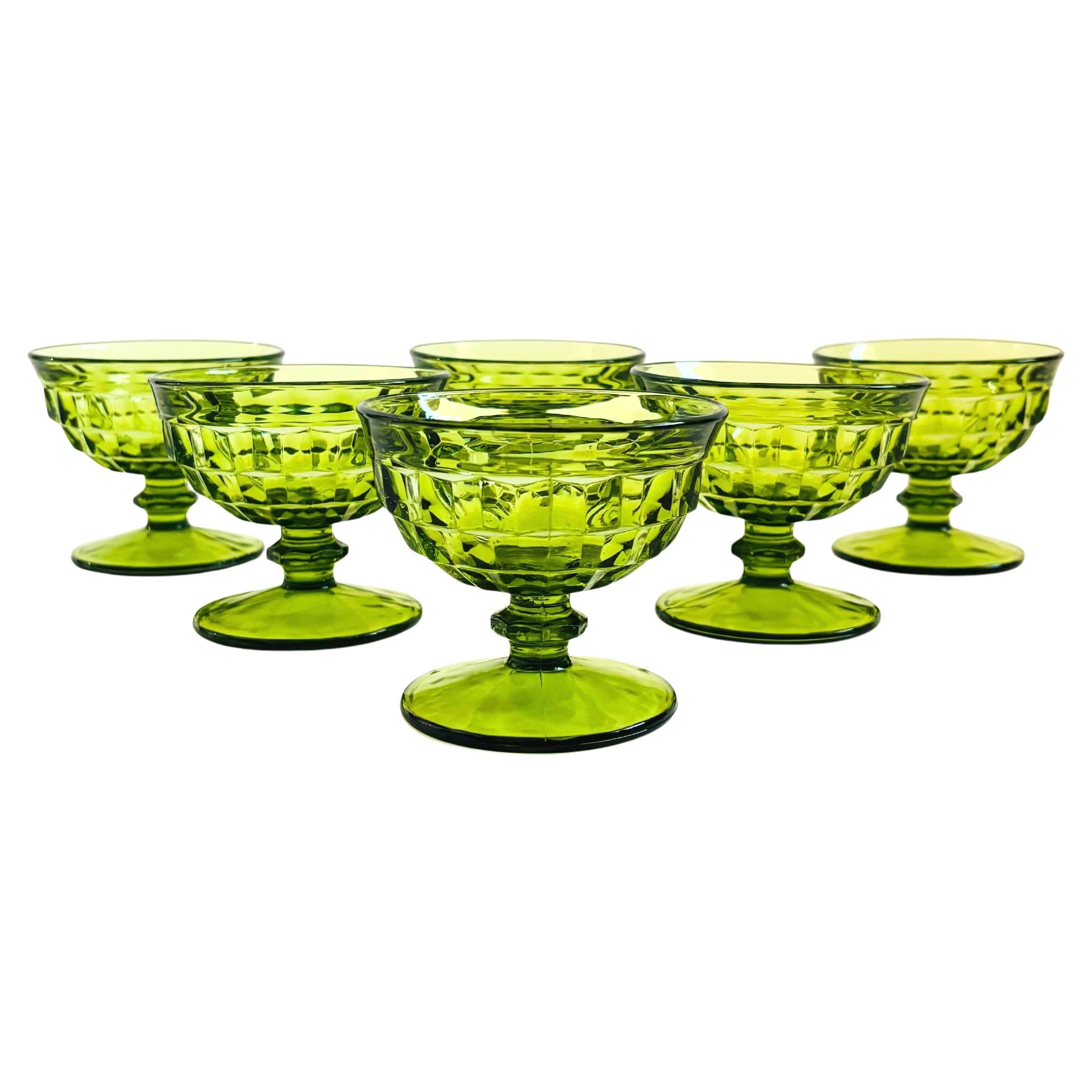 Verres à coupe verte - Lot de 6