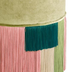 Green Couture Geometric Stripe Pouf