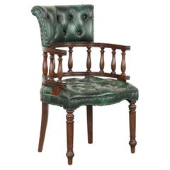 Green cow leather Chesterfield office chair / side chair in English style