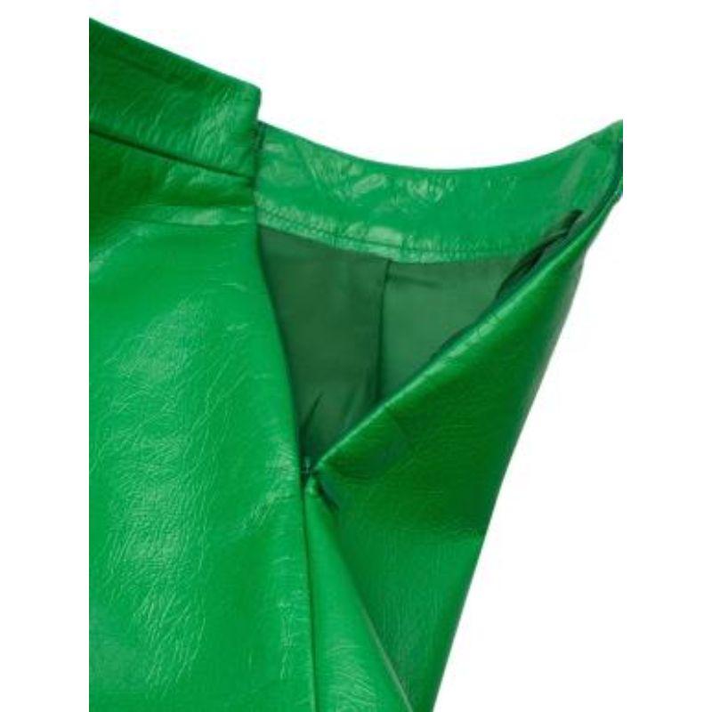 Women's Green Crackled Calfskin Rose Print A-Line Skirt