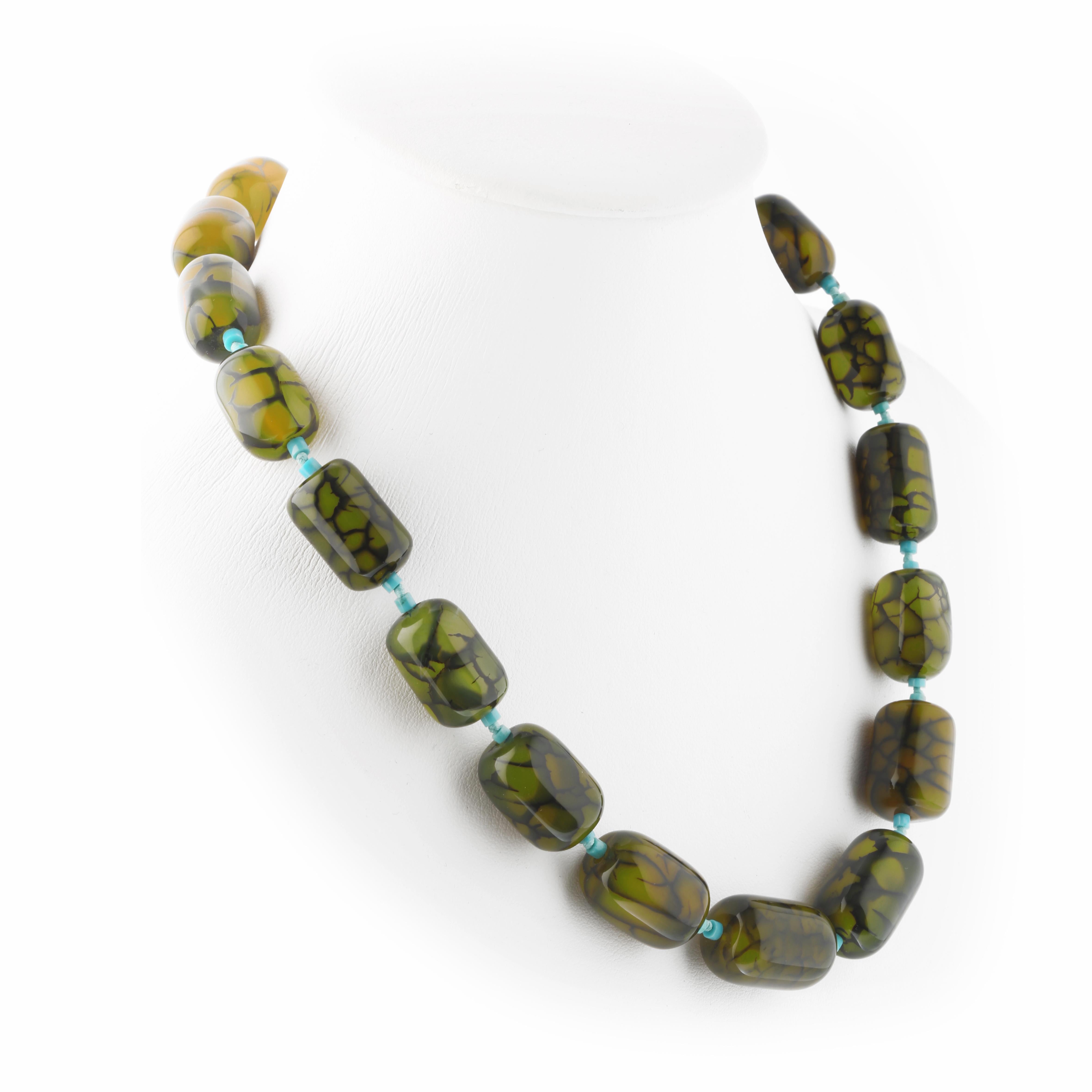 Perlina Collana Boho Deco Chic con perline in argento Greene & Greene Turchese Intini Jewels in vendita