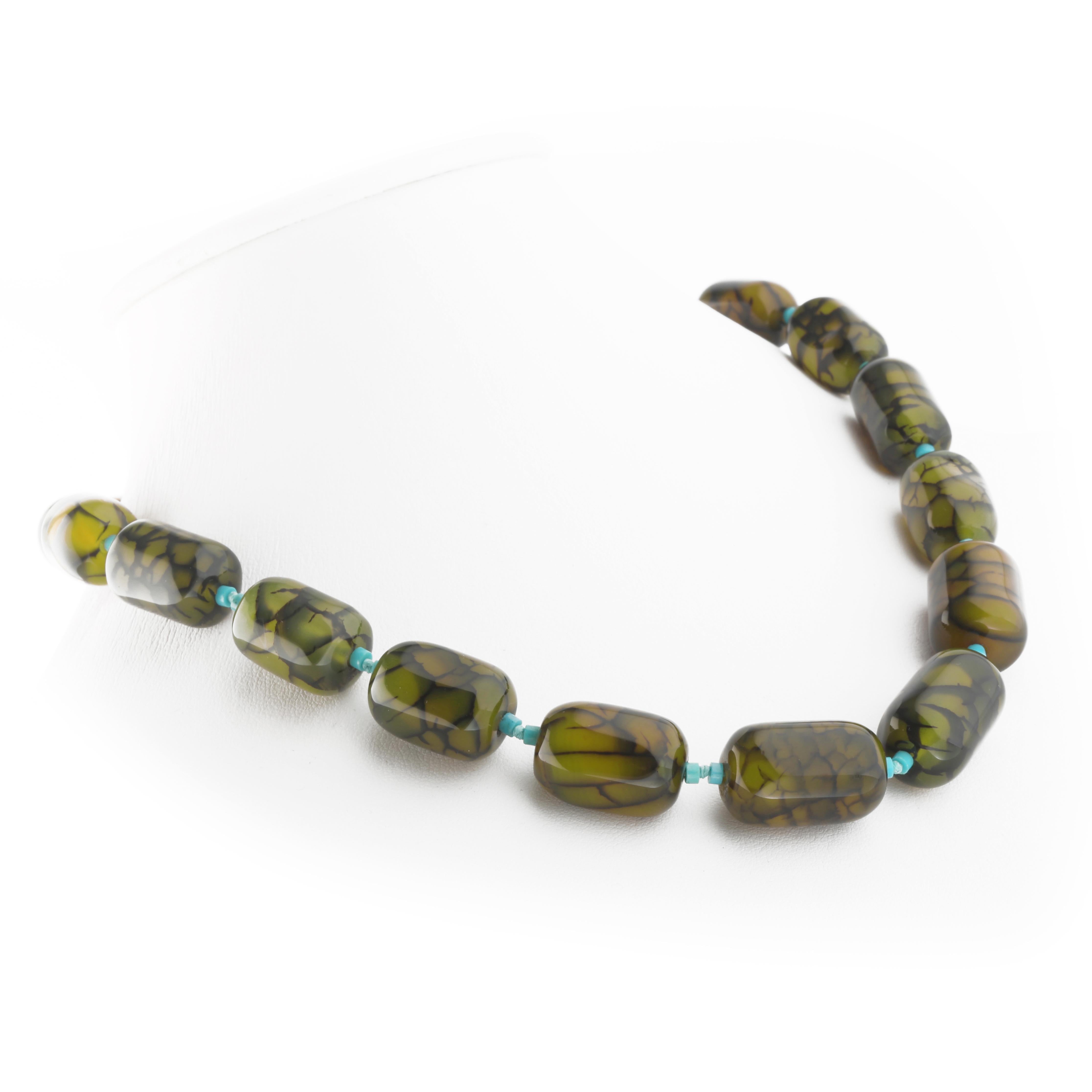 Collana Boho Deco Chic con perline in argento Greene & Greene Turchese Intini Jewels In condizioni Nuovo in vendita a Milano, IT