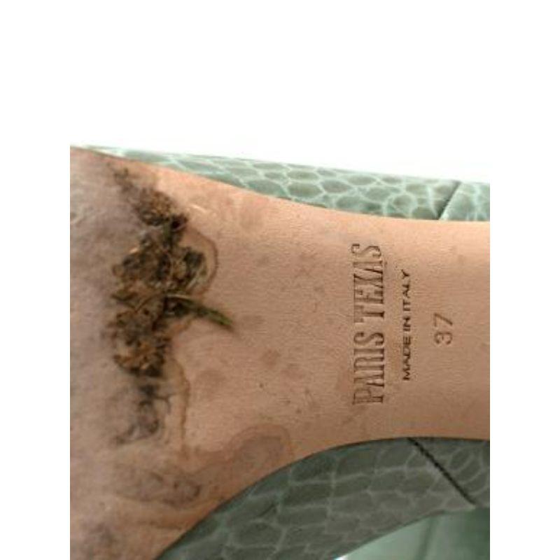 Green Croc-effect leather knee-high boots For Sale 2