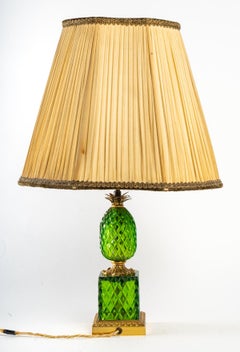 Green crystal and bronze "Pineapple" lamp.
